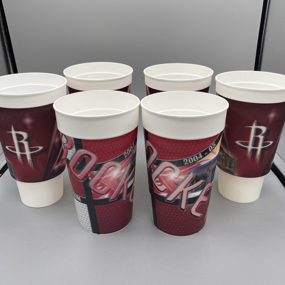 Vintage Houston Rockets Souvenir Collector Cup 32 oz Red 3D 2004 2005 Lot of 6